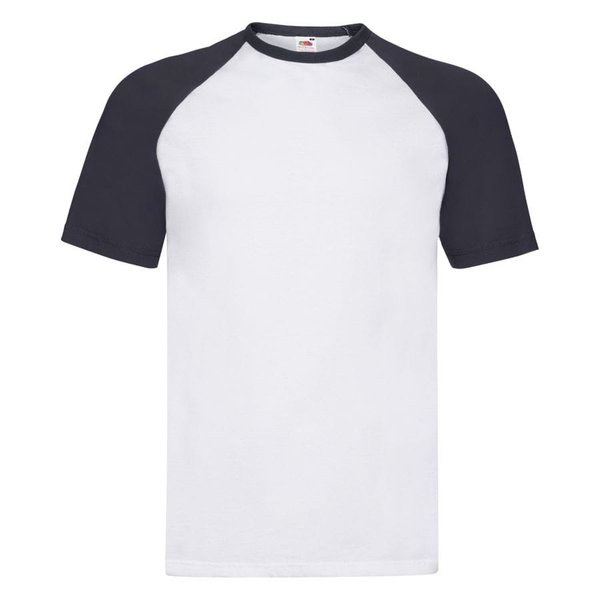 Футболка мужская SHORT SLEEVE BASEBALL T 160 - Футболка "Short Sleeve Baseball T", белый с глубоким темно-синим_L, 100% х/б, 160 г/м2