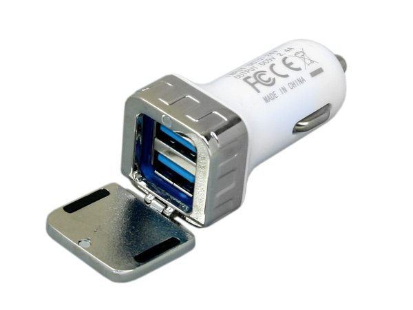 Квадратная автомобильная зарядка на 2 USB-порта - Квадратная автомобильная зарядка на 2 USB-порта