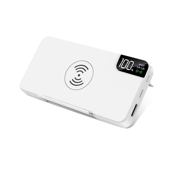 Внешний аккумулятор gPro QI, с беспроводной зарядкой 10000 mAh - Внешний аккумулятор gPro QI, с беспроводной зарядкой 10000 mAh, белый
