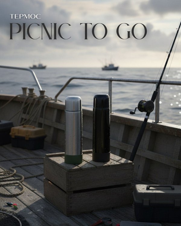 Термос Picnic Silver To Go, серебристый/ - Термос Picnic Silver To Go, серебристый/хаки