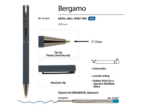 Ручка металлическая шариковая «Bergamo» - Ручка металлическая шариковая «Bergamo»