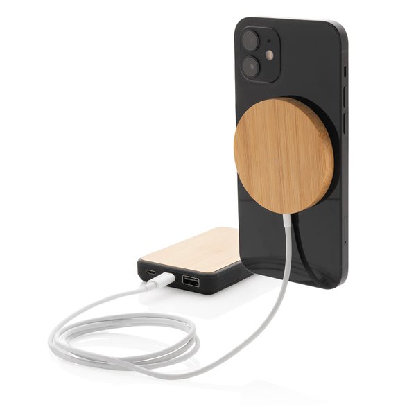 Магнитное устройство для беспроводной зарядки Bamboo, 10 Вт - Магнитное устройство для беспроводной зарядки Bamboo, 10 Вт