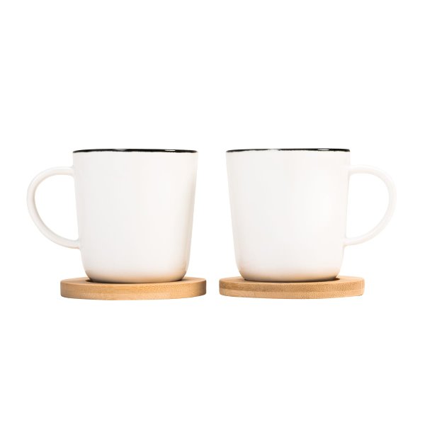 Набор из 2 керамических кружек Керала, белый - Набор из 2 керамических кружек Керала, белый