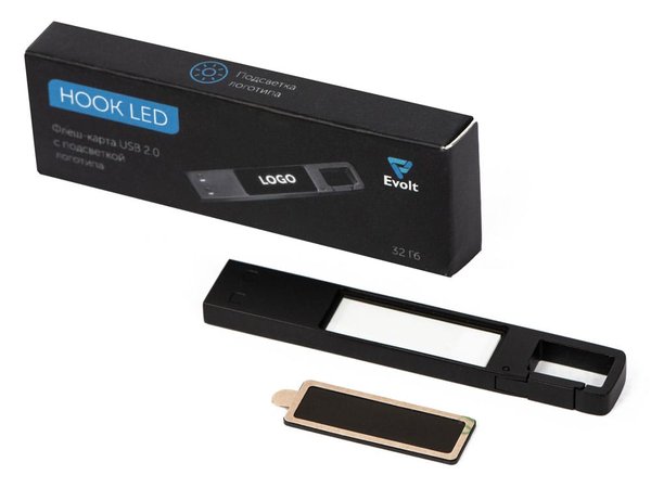 USB 2.0- флешка на 32 Гб c подсветкой логотипа «Hook LED» - USB 2.0- флешка на 32 Гб c подсветкой логотипа «Hook LED»