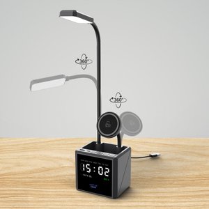 лампа "smart flex" с беспроводным 3в1 (15w) зу с magsafe, часами, карандашницей и подсветкой логотипа