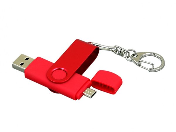 USB 2.0- флешка на 32 Гб с поворотным механизмом и дополнительным разъемом Micro USB - USB 2.0- флешка на 32 Гб с поворотным механизмом и дополнительным разъемом Micro USB