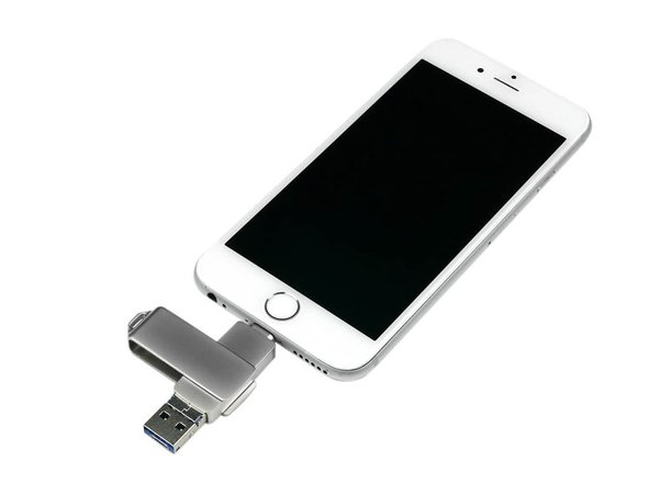 USB 3.0/micro USB/Lightning- флешка на 128 Гб с поворотным механизмом - USB 3.0/micro USB/Lightning- флешка на 128 Гб с поворотным механизмом