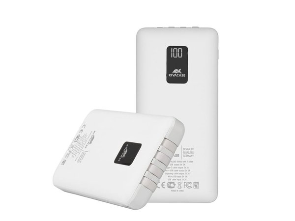 Внешний аккумулятор с дисплеем и встроенными кабелями VA2210, 10000 mAh - Внешний аккумулятор с дисплеем и встроенными кабелями VA2210, 10000 mAh