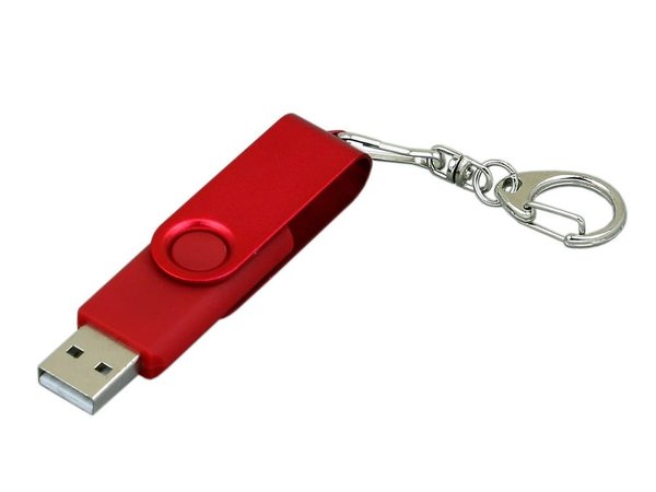 USB 2.0- флешка промо на 64 Гб с поворотным механизмом и однотонным металлическим клипом - USB 2.0- флешка промо на 64 Гб с поворотным механизмом и однотонным металлическим клипом