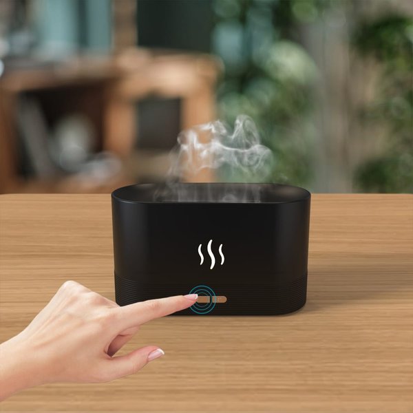 Светодиодный USB увлажнитель-ароматизатор Flame RGB - Светодиодный USB увлажнитель-ароматизатор Flame RGB, черный