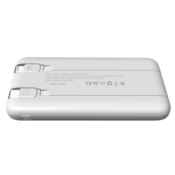 Внешний аккумулятор Nero с быстрой зарядкой (до 22,5W), 10000 mAh - Внешний аккумулятор Nero с быстрой зарядкой (до 22,5W), 10000 mAh, белый