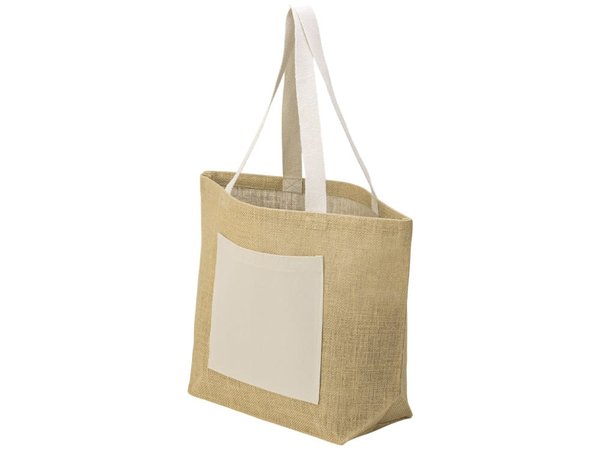 Сумка Jute джутовая с широким дном и карманом - Сумка Jute джутовая с широким дном и карманом
