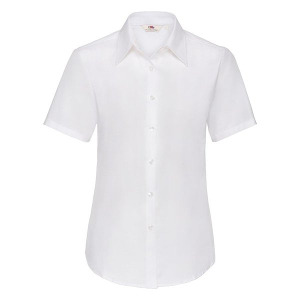 Рубашка женская SHORT SLEEVE OXFORD SHIRT LADY-FIT 130 - Рубашка "Lady-Fit Short Sleeve Oxford Shirt", белый_L, 70% х/б, 30% п/э, 130 г/м2
