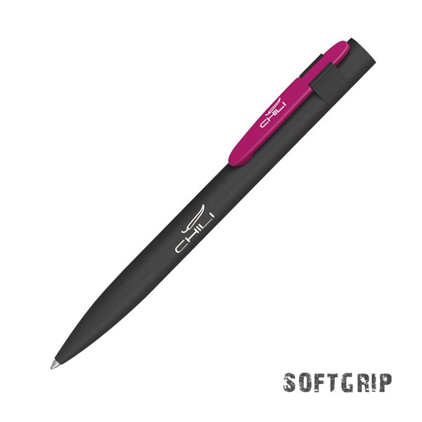 Ручка шариковая "Lip SOFTGRIP" - Ручка шариковая "Lip SOFTGRIP" черный с фуксией