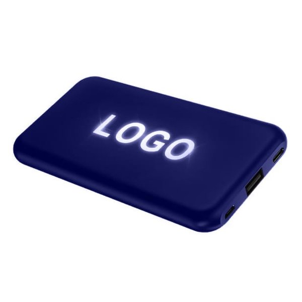 Внешний аккумулятор Kugo, 10000 mAh с подсветкой гравировки - Внешний аккумулятор Kugo, 10000 mAh с подсветкой гравировки, синий