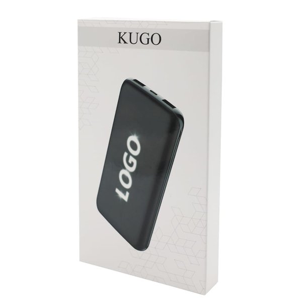 Внешний аккумулятор Kugo, 10000 mAh с подсветкой гравировки - Внешний аккумулятор Kugo, 10000 mAh с подсветкой гравировки, черный
