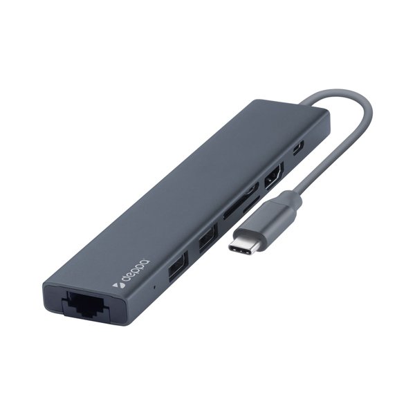 USB Type-C хаб 7-в-1, HDMI, Power Delivery, 2xUSB 3.0, RJ45, microSD/SD - USB Type-C хаб 7-в-1, HDMI, Power Delivery, 2xUSB 3.0, RJ45, microSD/SD