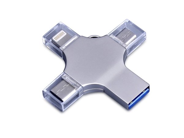 USB 3.0-флешка на 64 Гб 4-в-1 с разъемами Micro USB, Type-C и Lightning - USB 3.0-флешка на 64 Гб 4-в-1 с разъемами Micro USB, Type-C и Lightning