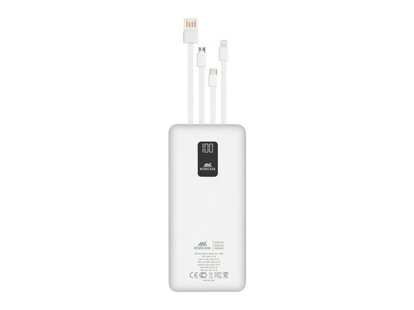 Внешний аккумулятор с дисплеем и встроенными кабелями VA2220, 20000 mAh - Внешний аккумулятор с дисплеем и встроенными кабелями VA2220, 20000 mAh
