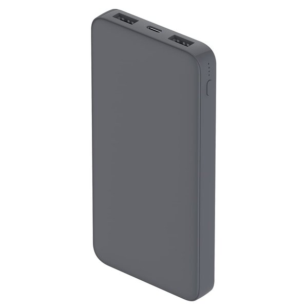 Внешний аккумулятор Polus, 10000 Mah, софт-тач покрытие - Внешний аккумулятор Polus, 10000 Mah, софт-тач покрытие, серый