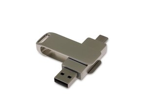 usb 2.0- флешка на 16 гб с поворотным механизмом и дополнительным разъемом type-c