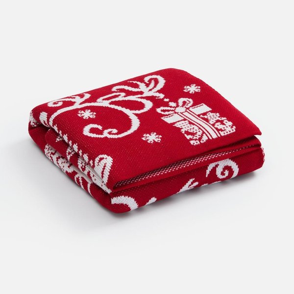 Плед Adventino, красный с молочным