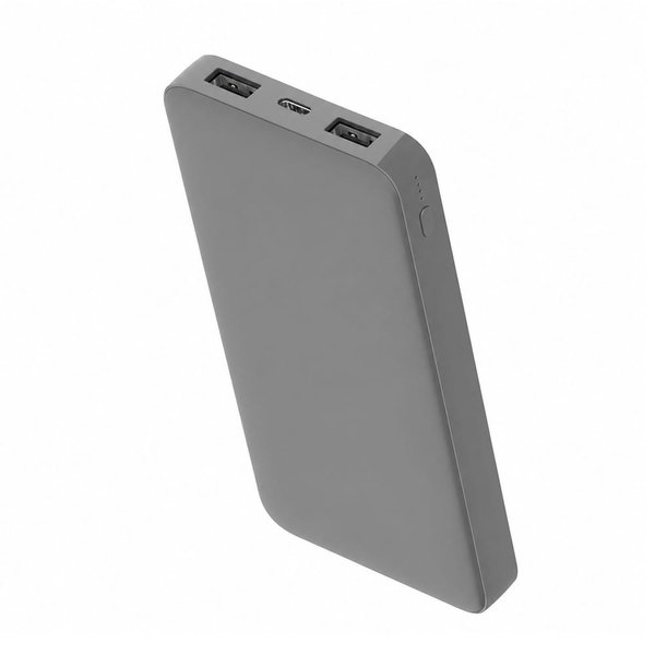 Внешний аккумулятор Polus, 10000 Mah, софт-тач покрытие - Внешний аккумулятор Polus, 10000 Mah, софт-тач покрытие, серый