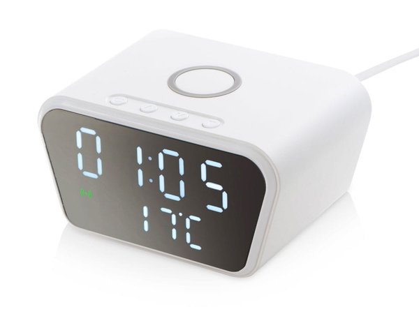 Настольные часы с функцией беспроводной зарядки «Wake», 10 Вт - Настольные часы с функцией беспроводной зарядки «Wake», 10 Вт