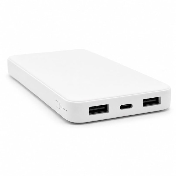 Внешний аккумулятор Polus, 10000 Mah, софт-тач покрытие - Внешний аккумулятор Polus, 10000 Mah, софт-тач покрытие, белый
