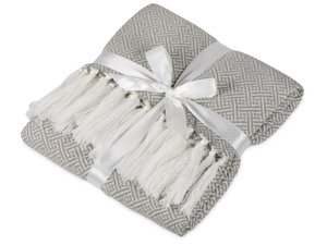 плед акриловый с белой бахромой «tassel»