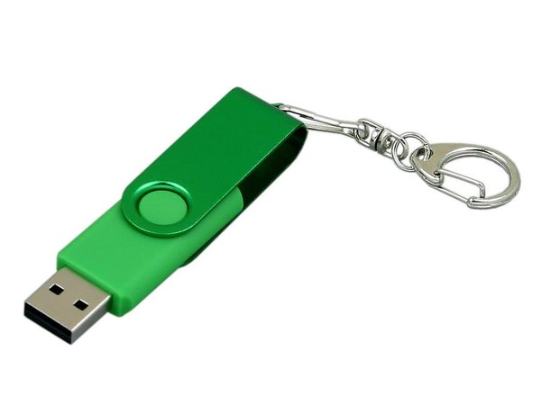 USB 2.0- флешка промо на 64 Гб с поворотным механизмом и однотонным металлическим клипом - USB 2.0- флешка промо на 64 Гб с поворотным механизмом и однотонным металлическим клипом