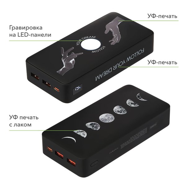 Внешний аккумулятор с подсветкой Анкор Плюс PD (Ancor PD Plus) 20000 mAh, черный