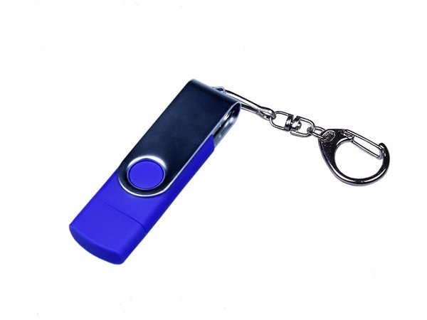USB 3.0/micro USB/Type-C- флешка на 32 Гб с поворотным механизмом - USB 3.0/micro USB/Type-C- флешка на 32 Гб с поворотным механизмом