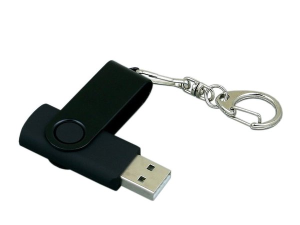 USB 2.0- флешка промо на 64 Гб с поворотным механизмом и однотонным металлическим клипом - USB 2.0- флешка промо на 64 Гб с поворотным механизмом и однотонным металлическим клипом