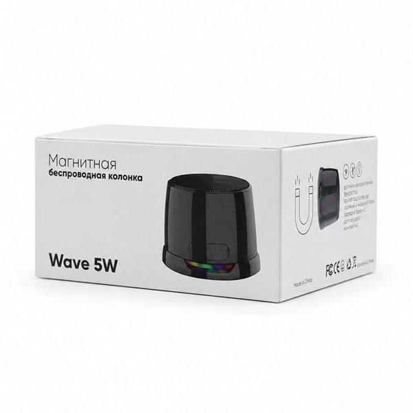 Магнитная беспроводная Bluetooth колонка-подставка Wave 5W, черная - Магнитная беспроводная Bluetooth колонка-подставка Wave 5W, черная