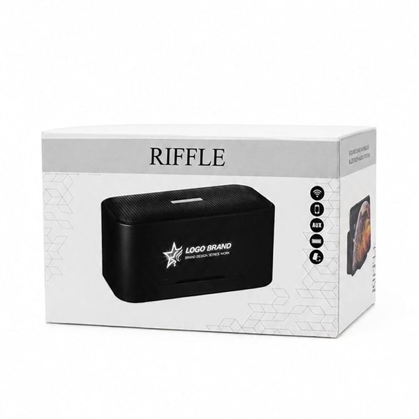 Беспроводная колонка Riffle с подсветкой гравировки, черный - Беспроводная колонка Riffle с подсветкой гравировки, черный