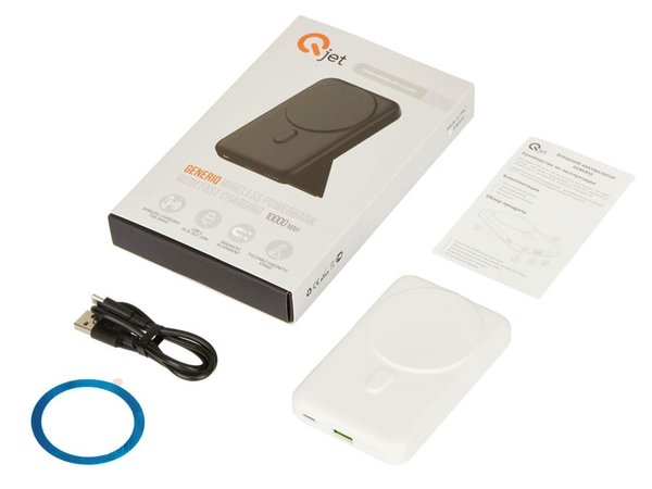 Магнитный внешний беспроводной аккумулятор «GenerIQ»,QC/PD, 10000 мАч - Магнитный внешний беспроводной аккумулятор «GenerIQ»,QC/PD, 10000 мАч
