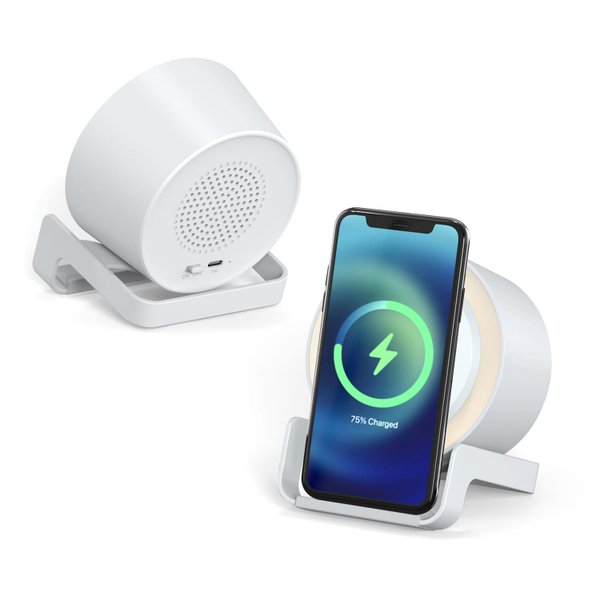 Беспроводная Bluetooth колонка U-Tone - Беспроводная Bluetooth колонка U-Tone c функцией беспроводной зарядки, белый