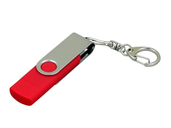 USB 2.0- флешка на 32 Гб с поворотным механизмом и дополнительным разъемом Micro USB - USB 2.0- флешка на 32 Гб с поворотным механизмом и дополнительным разъемом Micro USB