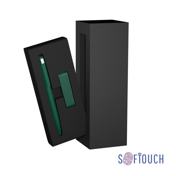 Набор ручка + флеш-карта 8 Гб в футляре, покрытие soft touch - Набор ручка + флеш-карта 8 Гб в футляре, покрытие soft touch темно-зеленый