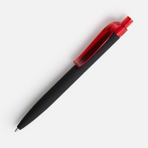 ручка шариковая prodir qs01 prt-t soft touch, черная с красным