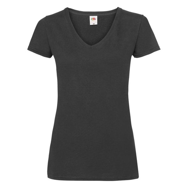 Футболка женская LADY FIT V-NECK T 210 - Футболка "Lady-Fit V-Neck T", черный_M, 95% х/б, 5% эластан, 210 г/м2