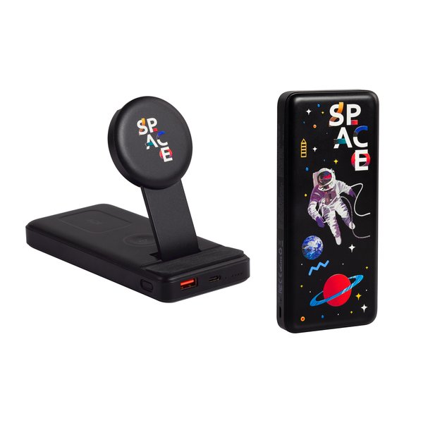 Беспроводная зарядная (20W/15W) станция-пауэрбэнк "Slider" 10000 mAh для смартфонов, наушников, часов, с подвижным зарядным блоком - Беспроводная зарядная (20W/15W) станция-пауэрбэнк "Slider" 10000 mAh для смартфонов, наушников, часов, с подвижным зарядным блоком черный