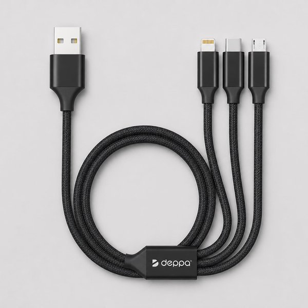 Дата-кабель 3 в 1: micro USB, USB-C, Ligthning, алюминий, 1.2м - Дата-кабель 3 в 1: micro USB, USB-C, Ligthning, алюминий, 1.2м