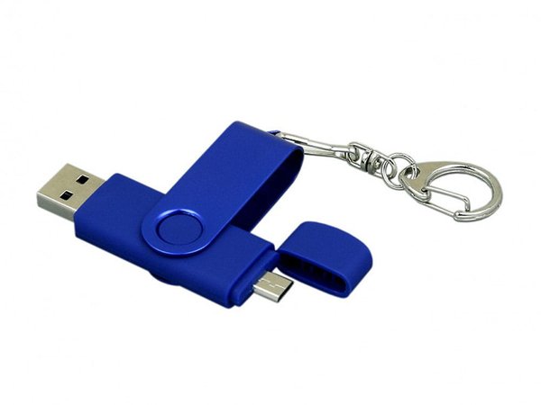 USB 2.0- флешка на 64 Гб с поворотным механизмом и дополнительным разъемом Micro USB - USB 2.0- флешка на 64 Гб с поворотным механизмом и дополнительным разъемом Micro USB