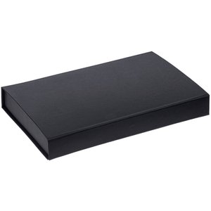 коробка silk с флокированным ложементом под ежедневник и ручку, ver. 2, черная