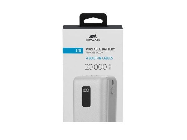 Внешний аккумулятор с дисплеем и встроенными кабелями VA2220, 20000 mAh - Внешний аккумулятор с дисплеем и встроенными кабелями VA2220, 20000 mAh