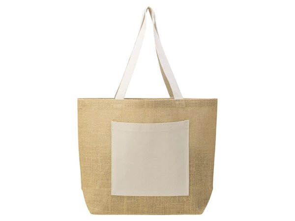 Сумка Jute джутовая с широким дном и карманом - Сумка Jute джутовая с широким дном и карманом