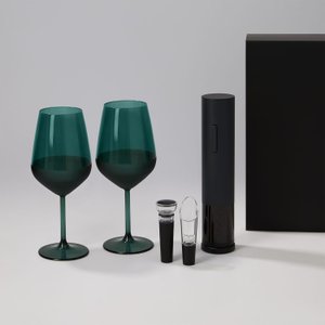 подарочный набор 2 бокала для вина эмеральд (emerald) + набор для вина сакраменто (sacramento) в черной коробке
