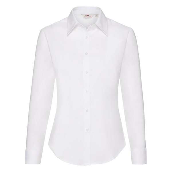 Рубашка женская LONG SLEEVE OXFORD SHIRT LADY-FIT 135 - Рубашка "Lady-Fit Long Sleeve Oxford Shirt", белый_L, 70% х/б, 30% п/э, 130 г/м2